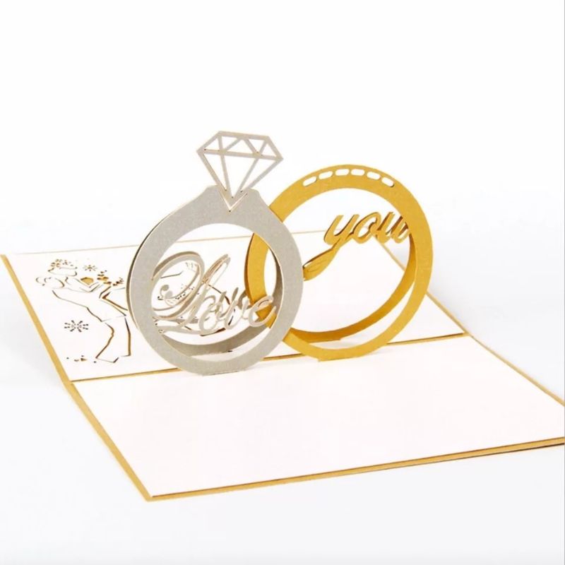 Wedding rings 3d popup greeting card