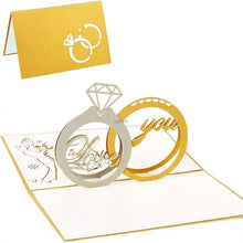 Load image into Gallery viewer, Wedding rings 3d popup greeting card