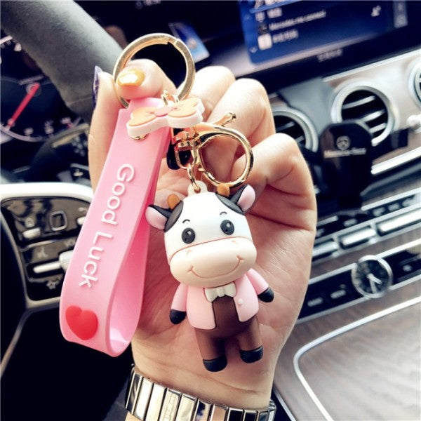 3D Happy Cow Keychain