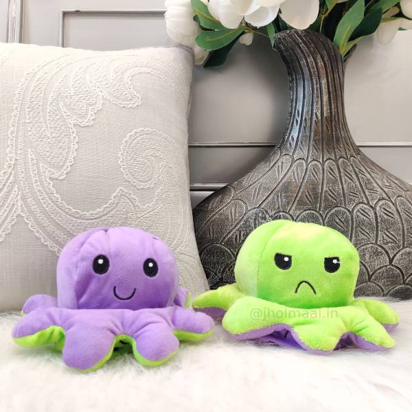 Reversible Plushie Octopus Happy Angry
