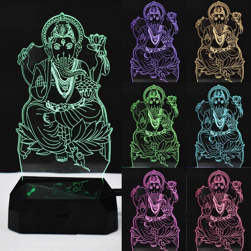 Lord Ganesh Night Lamp Hologram (7 Colors)