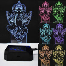 Load image into Gallery viewer, Lord Ganesh Night Lamp Hologram (7 Colors)